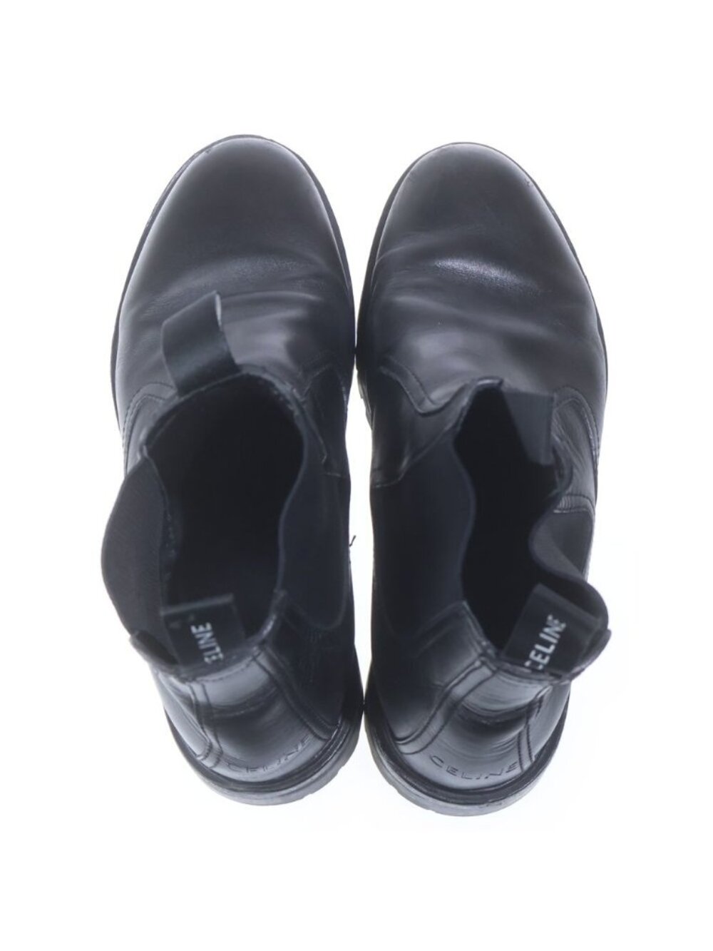 Celine Margaret Chelsea Side Gore Bib Lambskin Sole Ankle Boots Black Leather - Picture 4 of 6